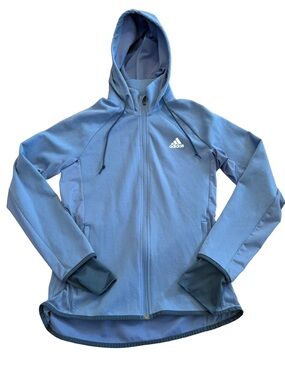 adidas Primegreen Blue Performance Zip Hoodie Thumbhole Running Jacket M